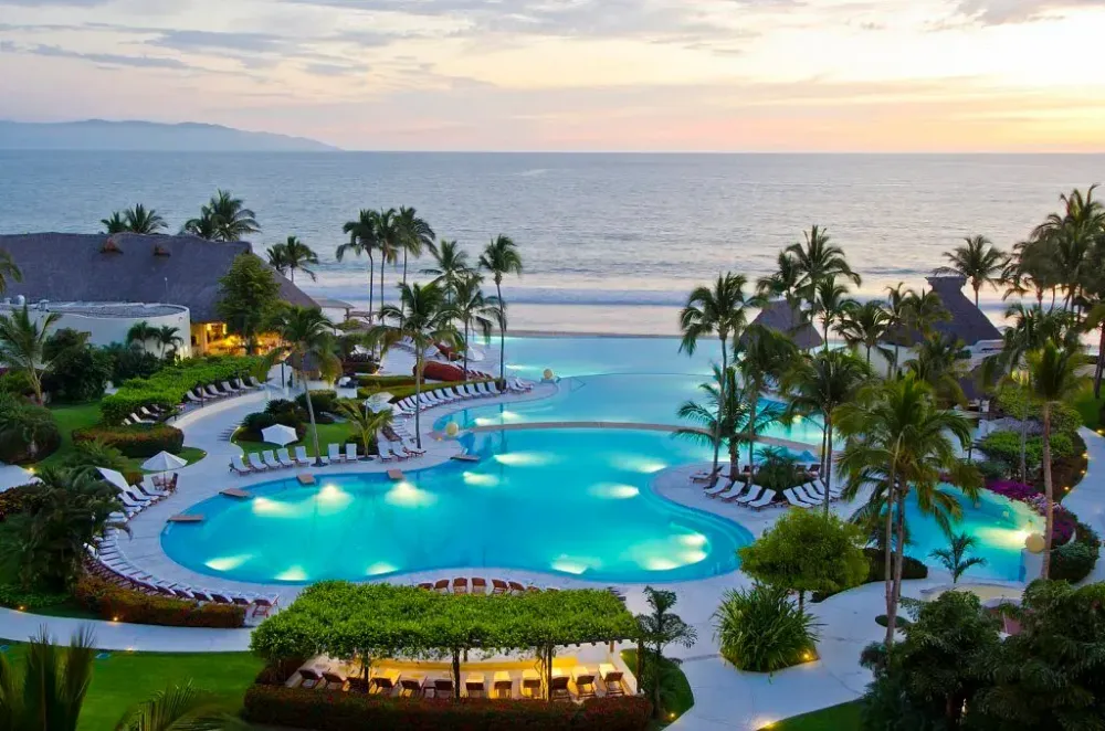 infinity pool leading to ocean.